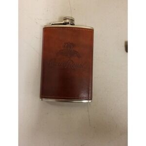 Crown Royal Brown Leather Stainless Steel‎ Liquor Hip Flask Pocket Size